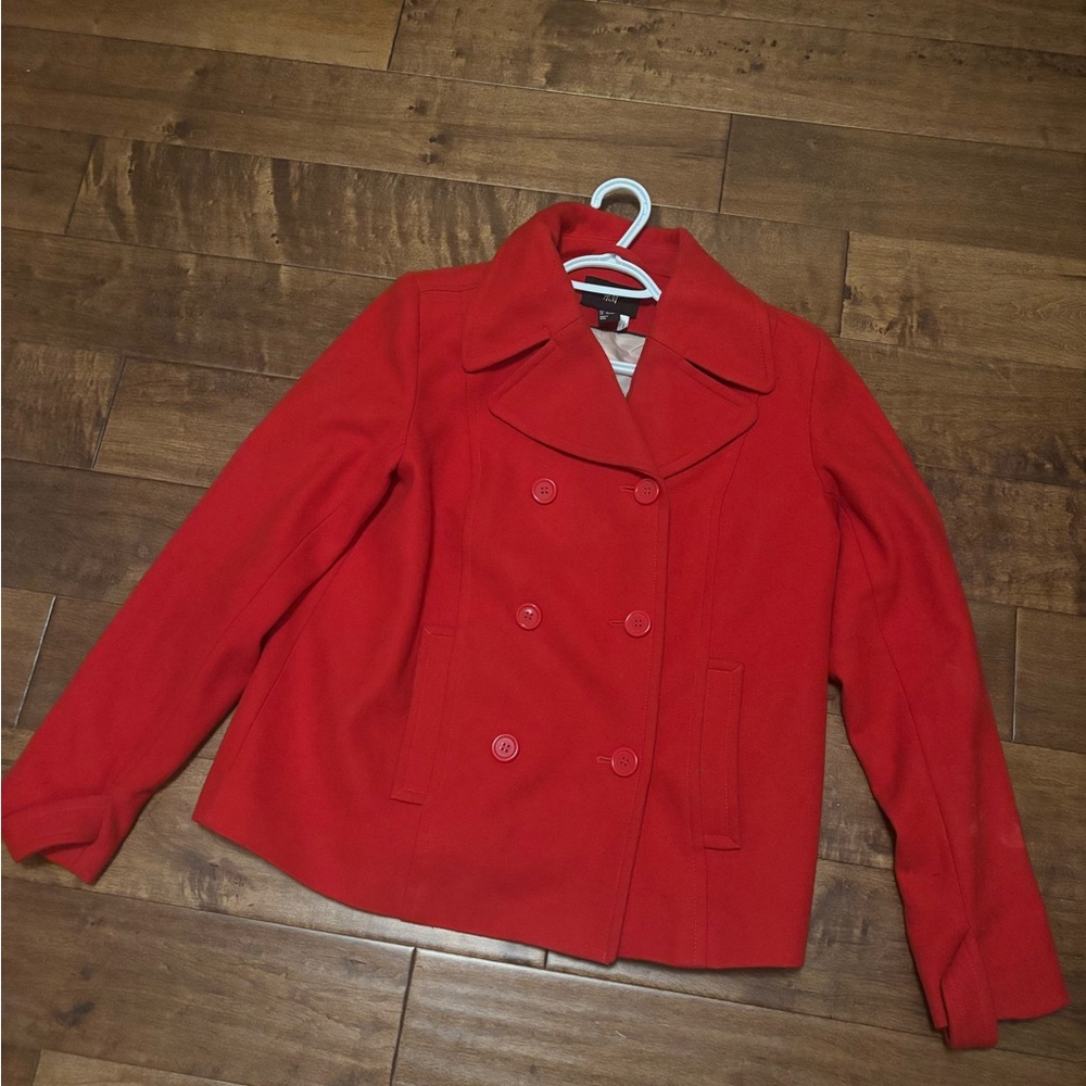 H&M Bold Red Pea Coat